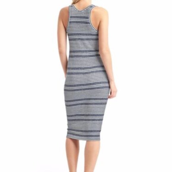 GAP Blue & White Stripe Knit Midi Dress Size Medium - Picture 2 of 6